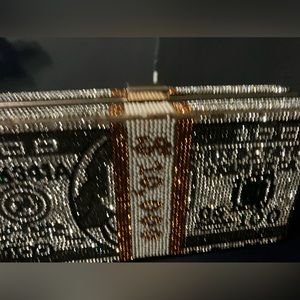 Money shaped  clutch purse - a thousand bucks in rhinestones